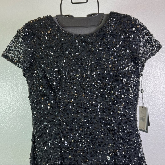 Adrianna Papell Women’s Scoop Back Sequin Black Long Dress  Gown Size 8 - Picture 6 of 16